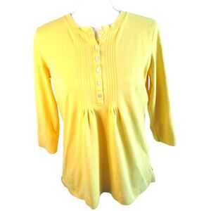 L.L. Bean Women's Long Sleeve Button Yellow Cotton Shirt Size Small